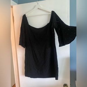 Free People black lace dress with bell sleeves!